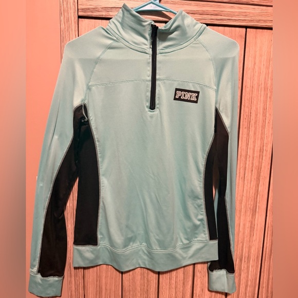Victoria's Secret Tops - PINK Half Zip Athletic Pullover – Aqua Blue & Black – Size Small
